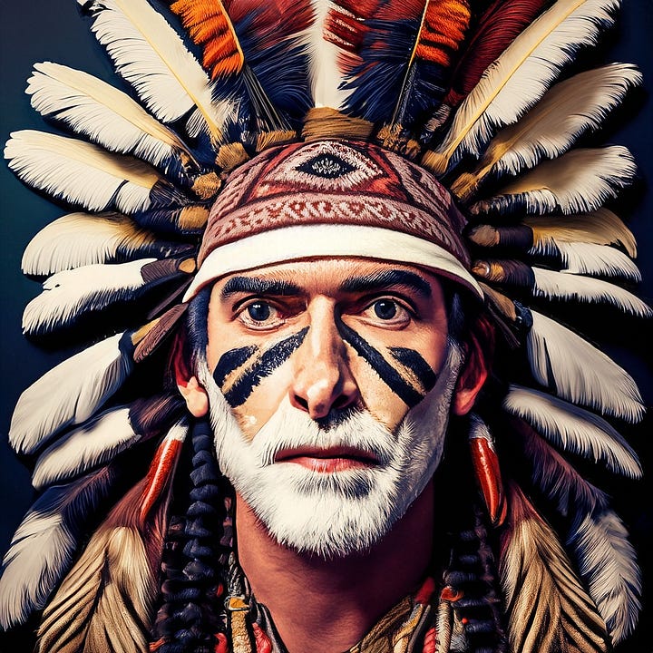 four "fake native american" images -- as generated by Artificial Intelligence