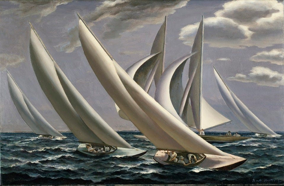Gerald Sargent Foster, Racing, 1934, oil on canvas, Smithsonian American Art Museum, Transfer from the U.S. Department of the Interior, National Park Service, 1965.18.9