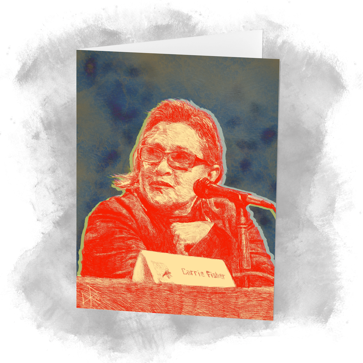 Photo: Gage Skidmore. 2015. --CC BY-SA 2.0. Sketch art by Don Rice. Carrie Fisher was an American actress and writer. She played Princess Leia in the Star Wars films. Her other film credits include Shampoo (1975), The Blues Brothers (1980), Hannah and Her Sisters (1986), The 'Burbs (1989), When Harry Met Sally... (1989), Soapdish (1991), and The Women (2008). Fisher wrote several semi-autobiographical novels, including ‘Postcards from the Edge’ and an autobiographical one-woman play, and its nonfiction book, ‘Wishful Drinking’, based on the play. She wrote the screenplay for the film version of ‘Postcards from the Edge’ which garnered her a nomination for the BAFTA Award for Best Adapted Screenplay, and her one-woman stage show of ‘Wishful Drinking’ received a nomination for the Primetime Emmy Award for Outstanding Variety, Music or Comedy Special. An Entertainment Weekly article from May 1992 described Fisher as "one of the most sought-after doctors in town." Photo: Gage Skidmore. 2015. --CC BY-SA 2.0. Sketch art by Don Rice. Carrie Fisher was an American actress and writer. She played Princess Leia in the Star Wars films. Her other film credits include Shampoo (1975), The Blues Brothers (1980), Hannah and Her Sisters (1986), The 'Burbs (1989), When Harry Met Sally... (1989), Soapdish (1991), and The Women (2008). Fisher wrote several semi-autobiographical novels, including ‘Postcards from the Edge’ and an autobiographical one-woman play, and its nonfiction book, ‘Wishful Drinking’, based on the play. She wrote the screenplay for the film version of ‘Postcards from the Edge’ which garnered her a nomination for the BAFTA Award for Best Adapted Screenplay, and her one-woman stage show of ‘Wishful Drinking’ received a nomination for the Primetime Emmy Award for Outstanding Variety, Music or Comedy Special. An Entertainment Weekly article from May 1992 described Fisher as "one of the most sought-after doctors in town."