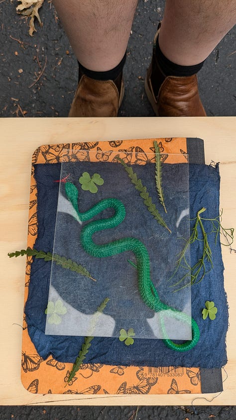 a collection of in progress and finished cyanotypes