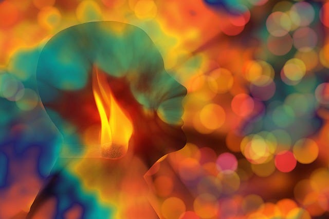 silhouette and flame representing burnout