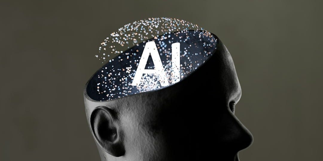 Artificial intelligence concept within a human head Artificial intelligence concept within a human head