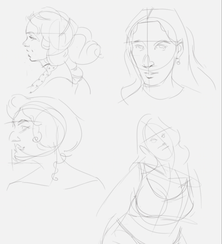 Images of digital attempts at gesture and figure drawings