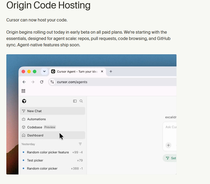 Cursor startet Origin als eigene Plattform für Code-Hosting