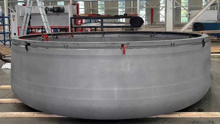 Two sections of the Transcender-1 test vehicle being joined together in November 2025.