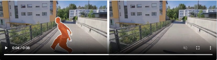Screenshot from Track Anything removing a man from a video