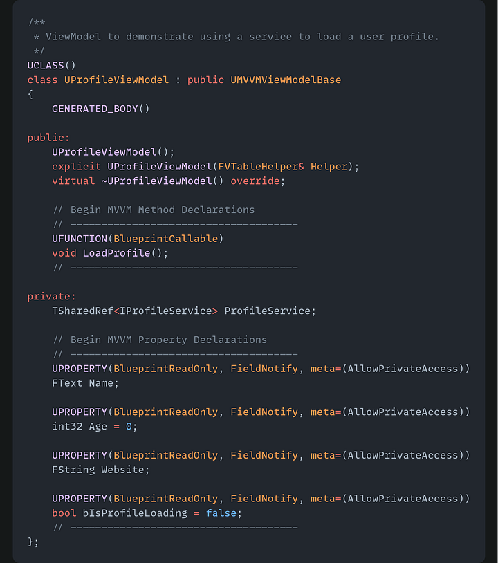 View Model Header and CPP