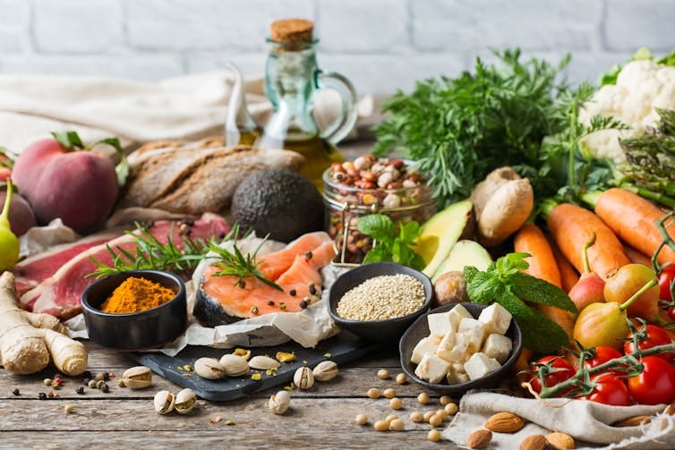An array of food reflecting the Mediterranean diet. An array of food reflecting the Mediterranean diet.