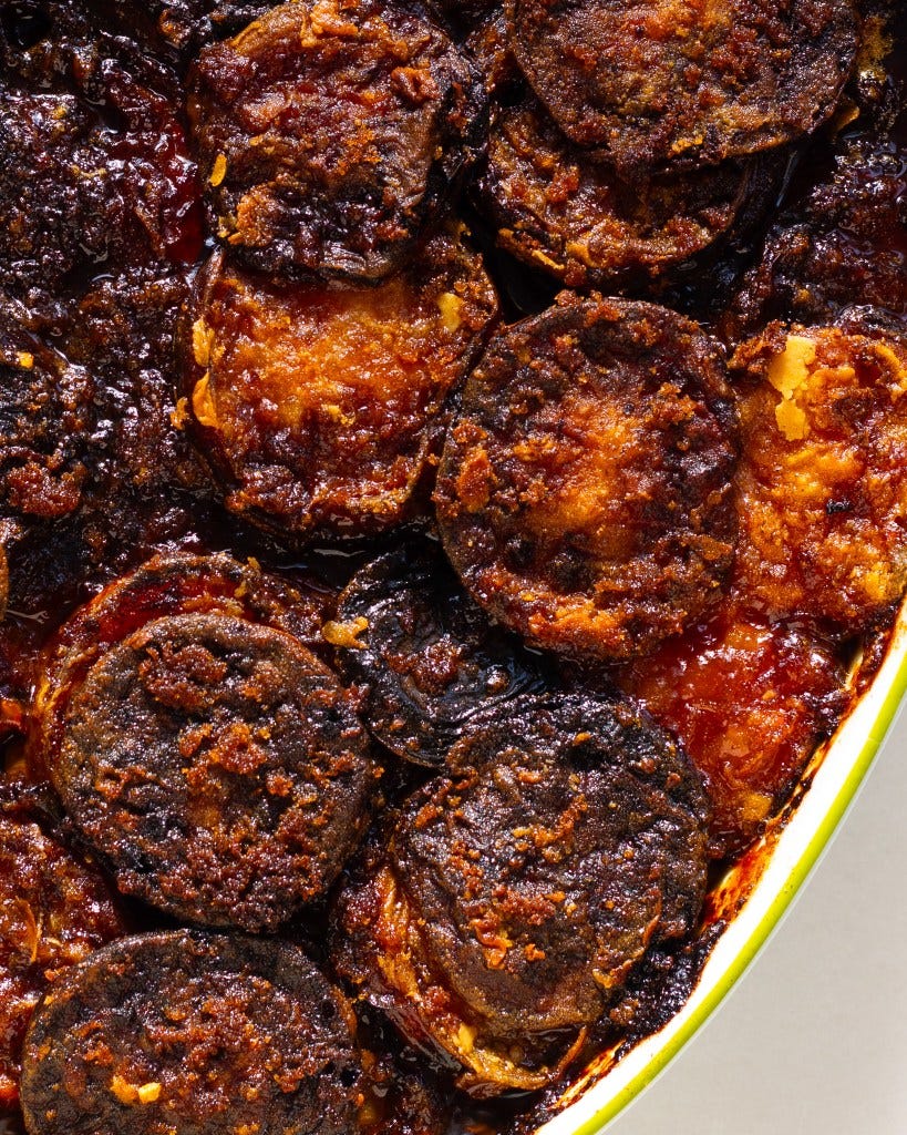 finished Mother Snacks' Burnt Sweet Potatoes & Tomatoes