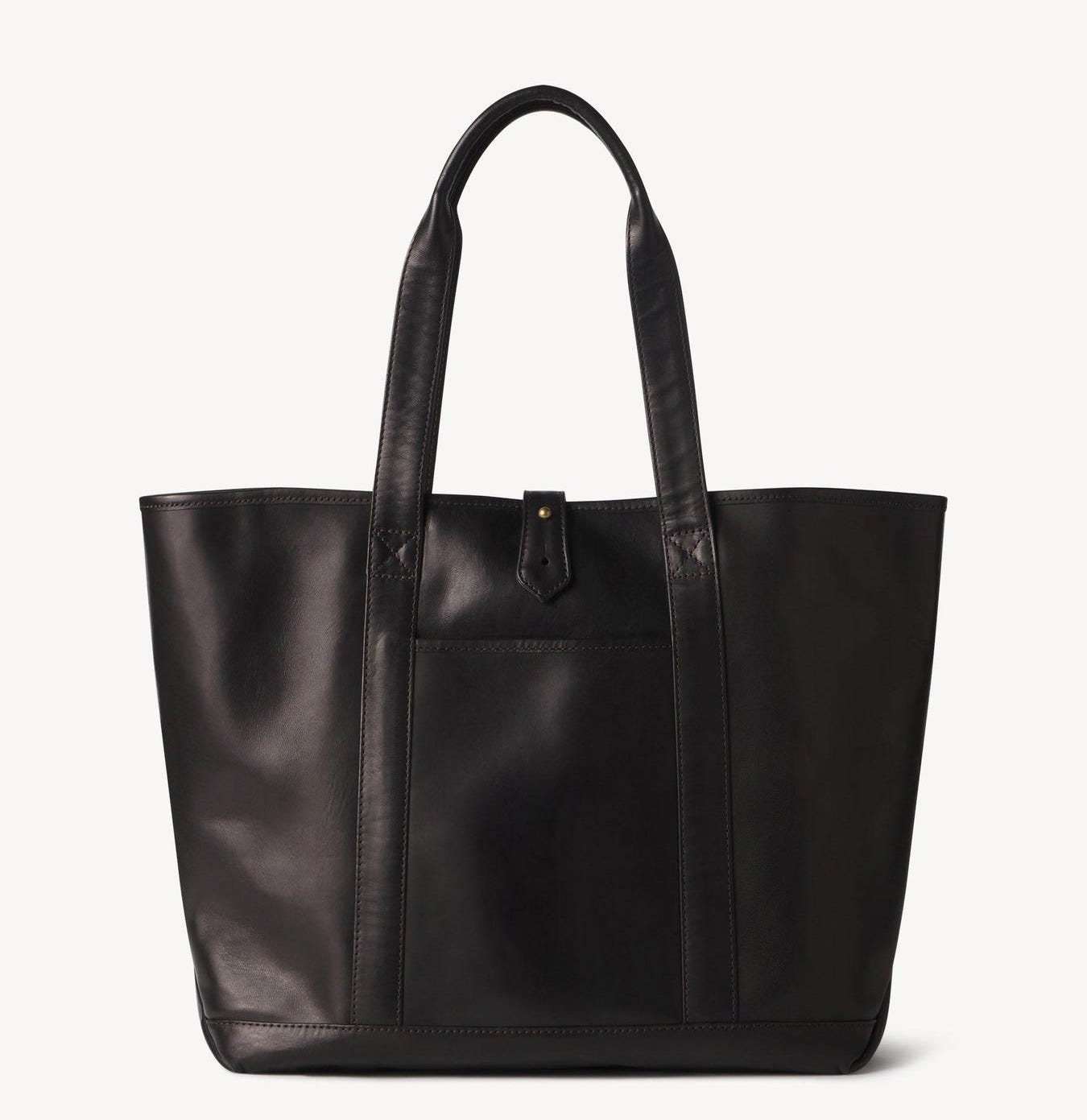 Black Y'2 Leather X Buck Mason Leather Tote - Product Flat