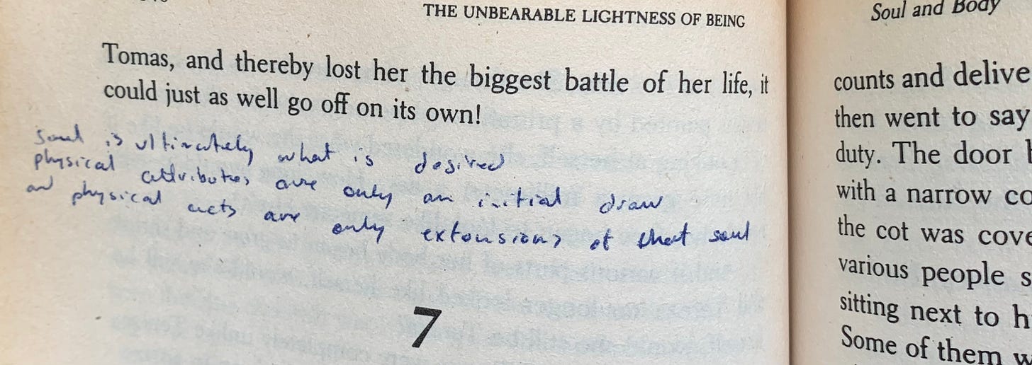“soul is ultimately what is desired / physical attributes are only an initial draw / and physical acts are only extensions of that soul”