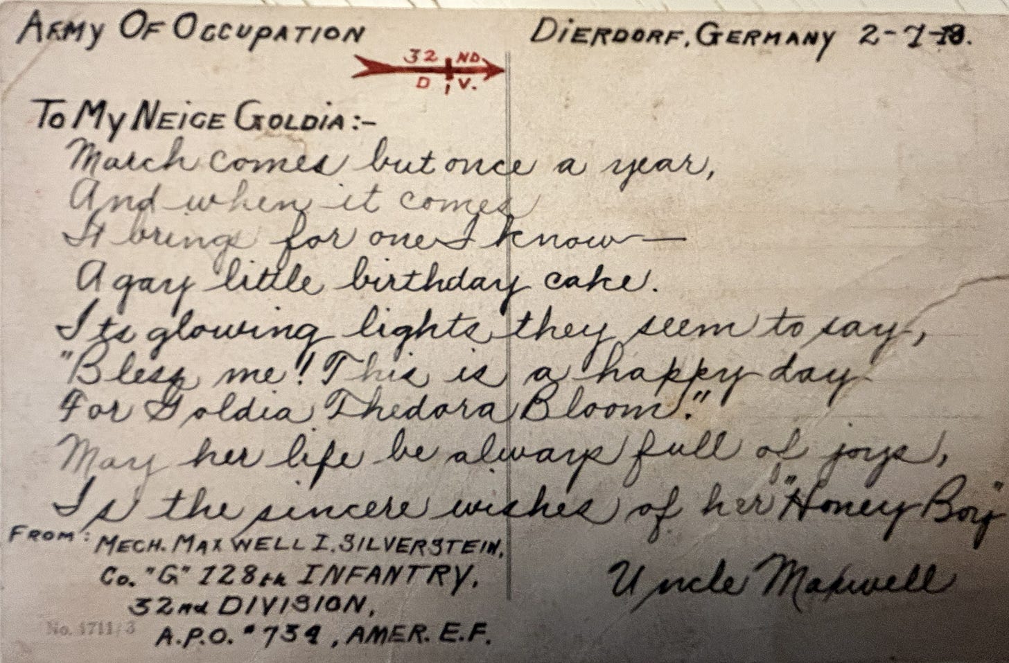 1918 Postcard Back