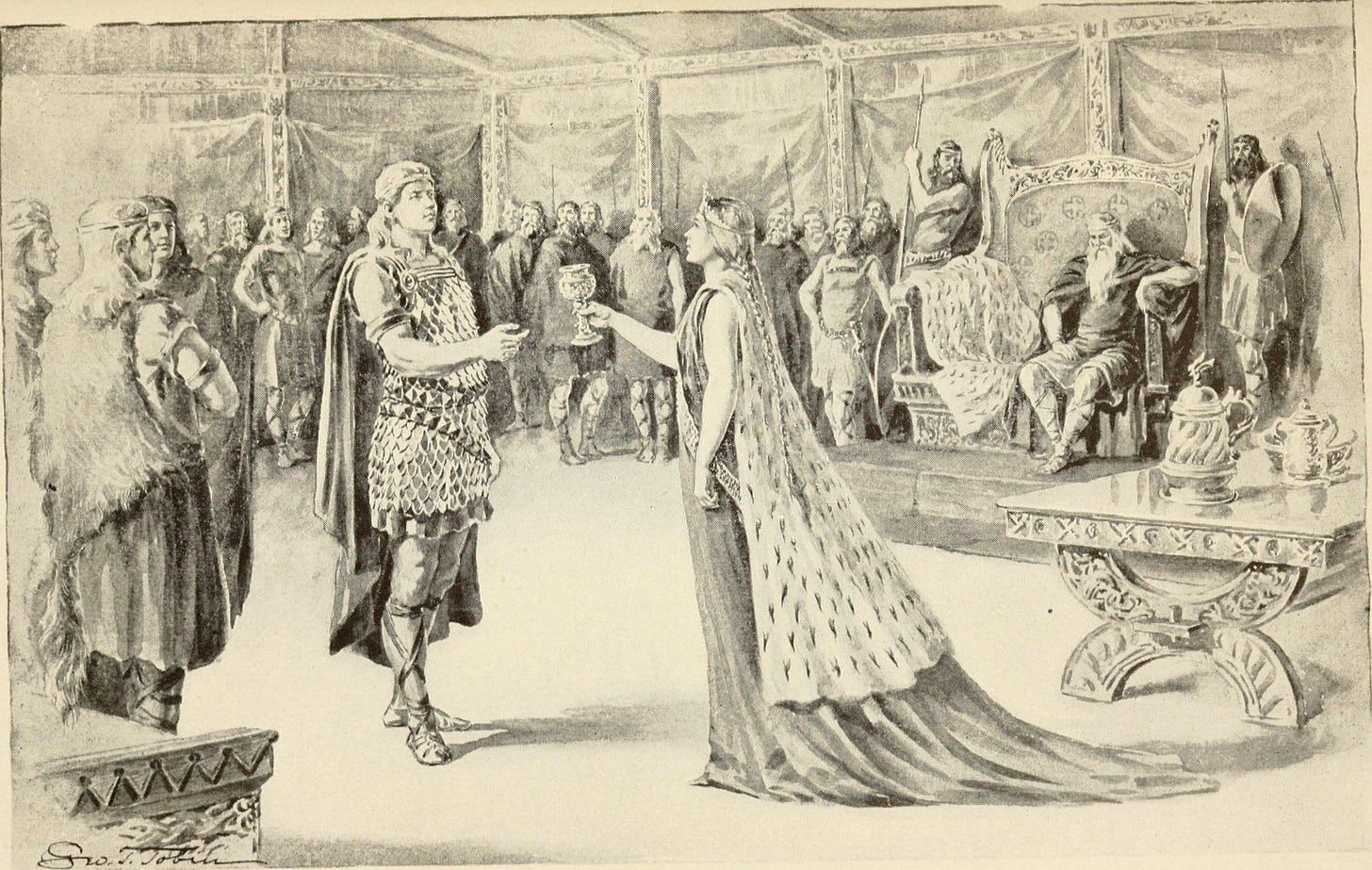 a drawing of a man and a woman standing in front of a crowd of people. a drawing of a man and a woman standing in front of a crowd of people.