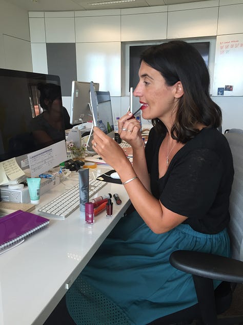 nostalgic images for The Beauty Ed® The 40 to 50 Beauty Editor Project by Donna Francis showing her at her desk and on a beauty photo shoot in Mexico