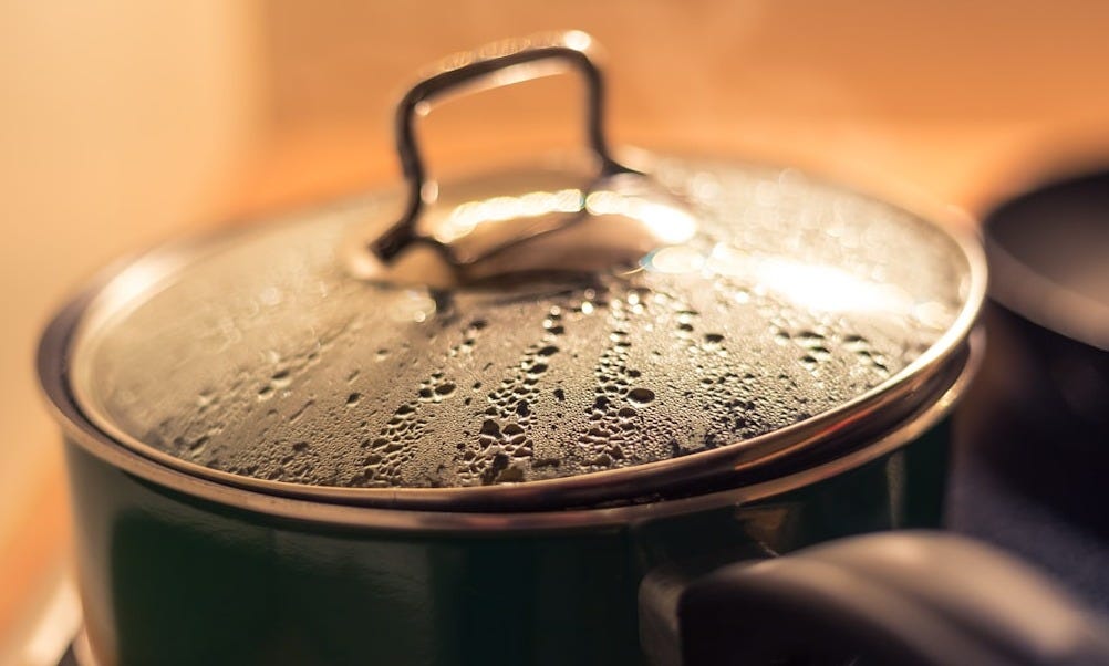 stainless steel cooking pot with water