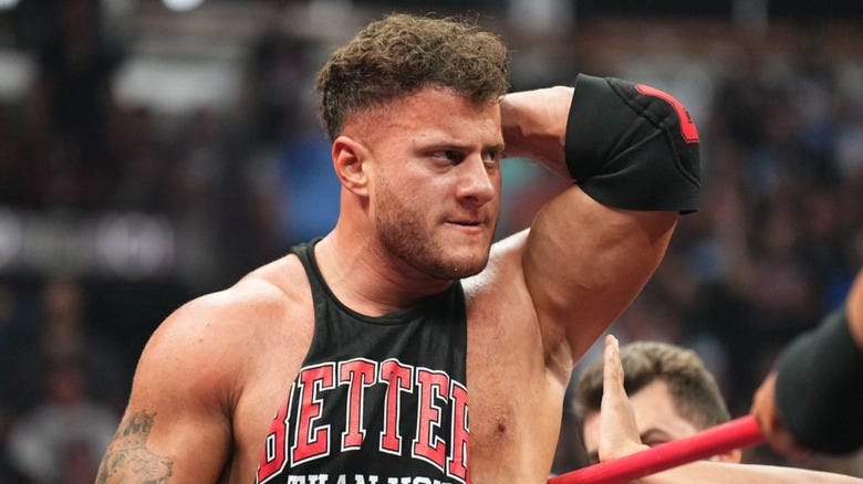 MJF holding his neck