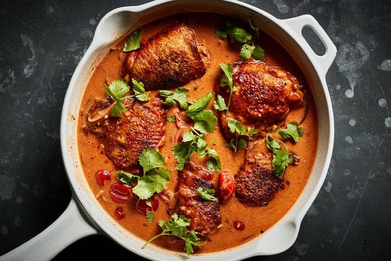 One-Pot Braised Chicken With Coconut Milk, Tomato and Ginger One-Pot Braised Chicken With Coconut Milk, Tomato and Ginger