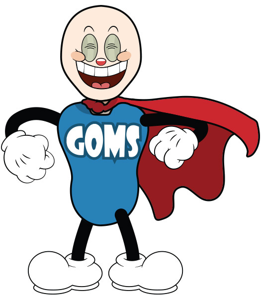 The same GOMS-KLM cartoon as before but this time dressed as a superhero. 