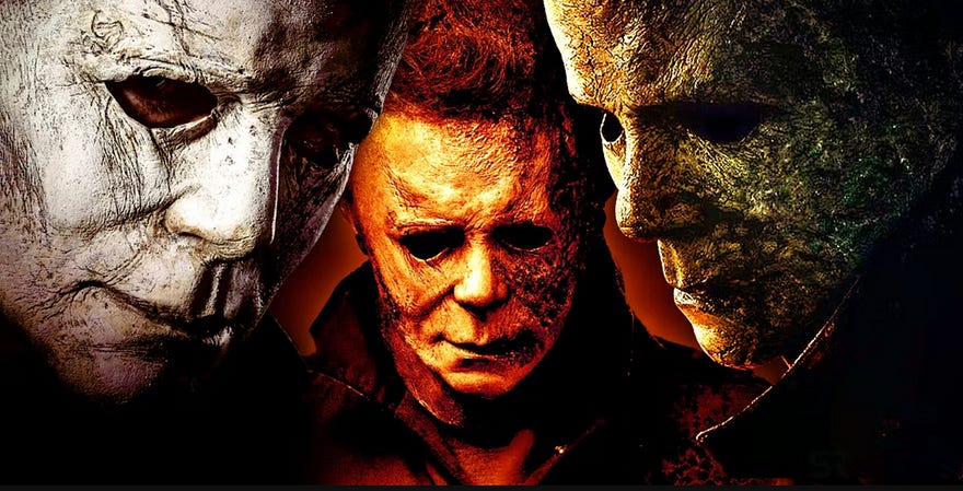 Michael Myers trying on an assortment of masks before hitting the town Michael Myers trying on an assortment of masks before hitting the town