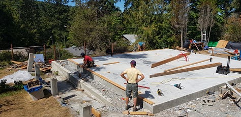 Stick framing walls on concrete slab