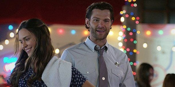 Walker Jared Padalecki with Odette Annable as Geri in Side STep bar. Walker Jared Padalecki with Odette Annable as Geri in Side STep bar.