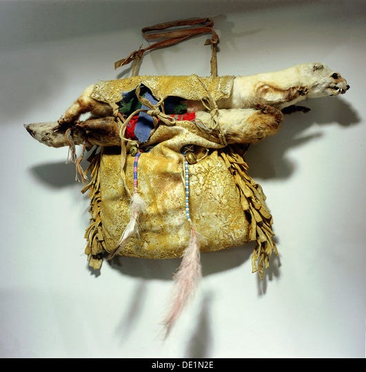 Medicine bundle belonging to the weasel chapter of the Crow Tobacco Society  Stock Photo - Alamy