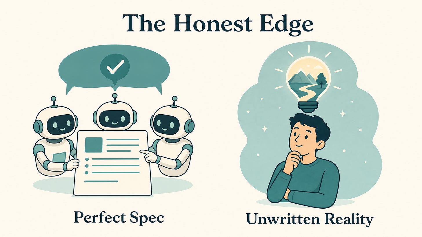 A comparison between a perfect specification and unwritten reality A comparison between a perfect specification and unwritten reality