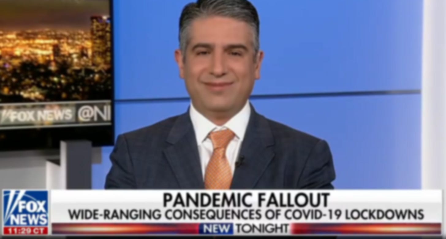 Houman Hemmati on FOX News to wine about "Pandemic Fallout"