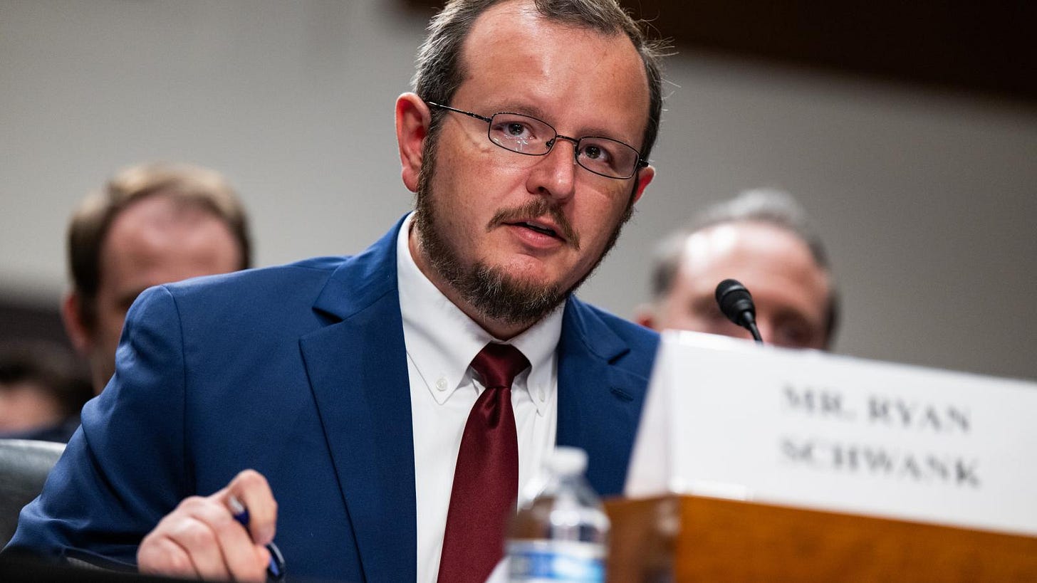 ICE whistleblower Ryan Schwank testifies at a public forum in DC