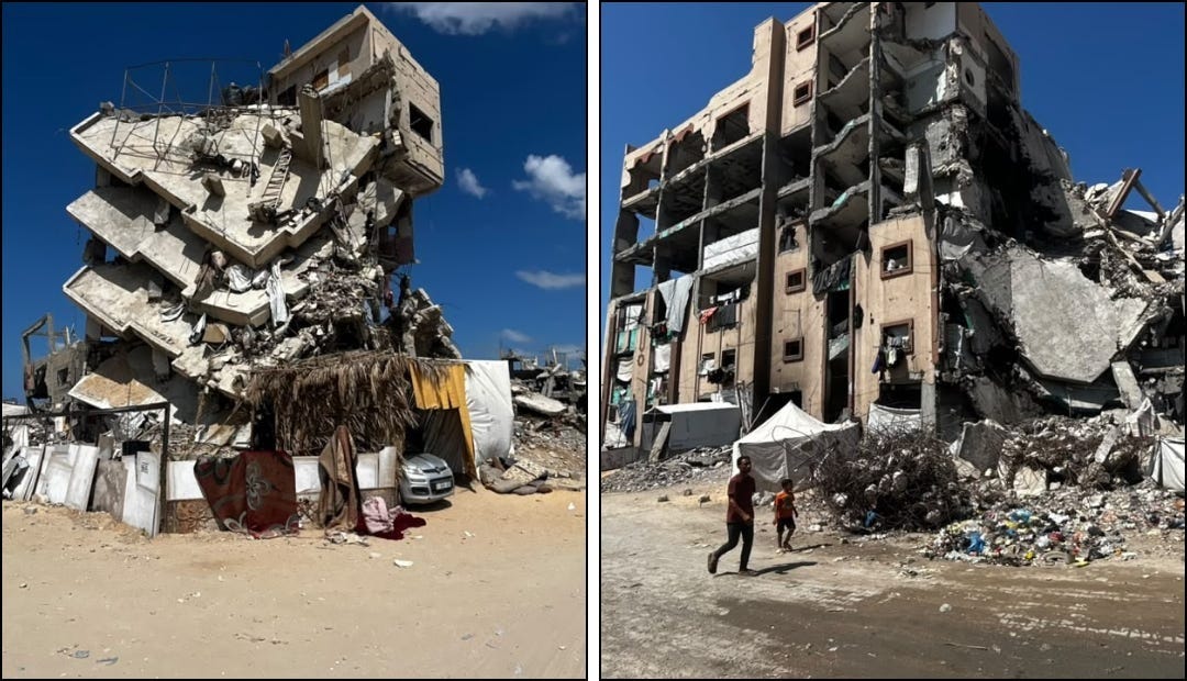 War-damaged buildings in Gaza. Photo by Mohammed Al-Astal.