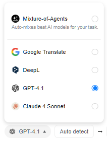 Claude 4 Sonnet  Google Translate  DeepL  GPT-4.1 Claude 4 Sonnet  Google Translate  DeepL  GPT-4.1