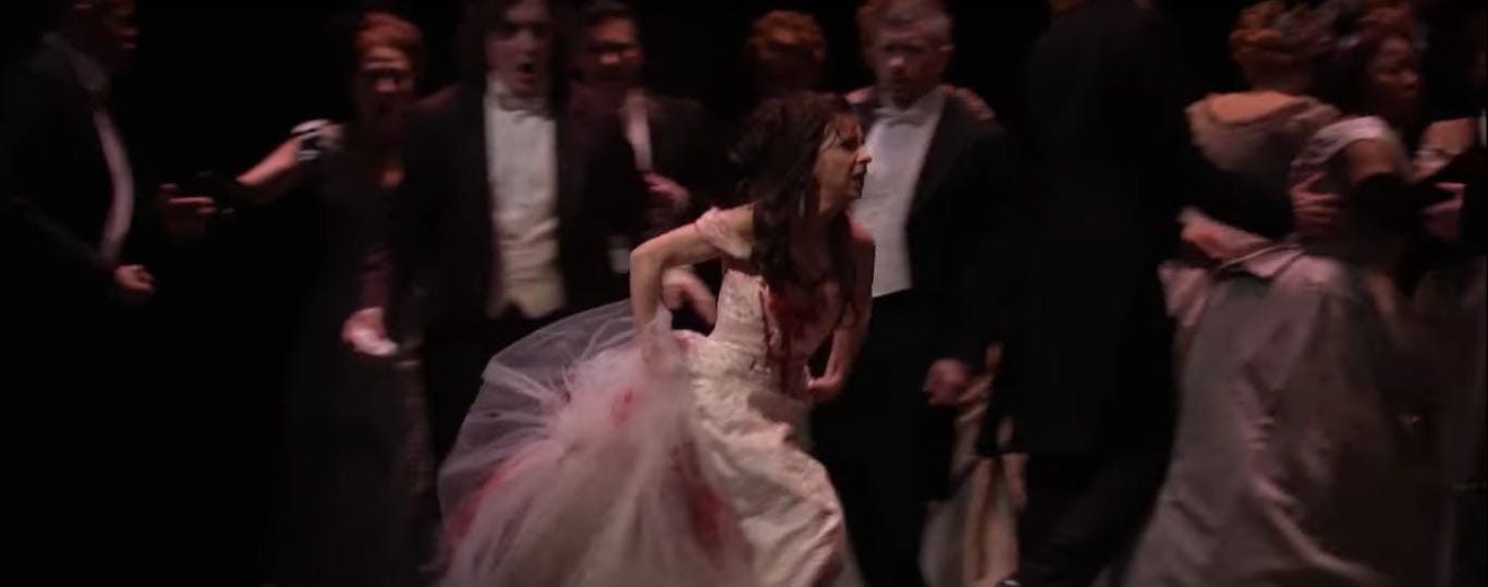 Natalie Dessay in the mad scene from Donizetti’s Lucia di Lammermoor at the Metropolitan Opera (screenshot) Natalie Dessay in the mad scene from Donizetti’s Lucia di Lammermoor at the Metropolitan Opera (screenshot)