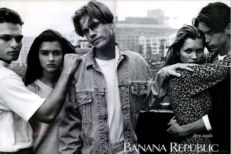 トップス 90s BANANA REPUBLIC Velor Cut-sew So You Want To Dress Like a 1995 Banana Republic Ad
