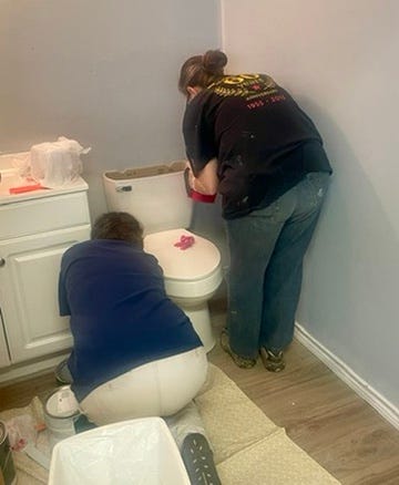 Photos of the team members doing various jobs.