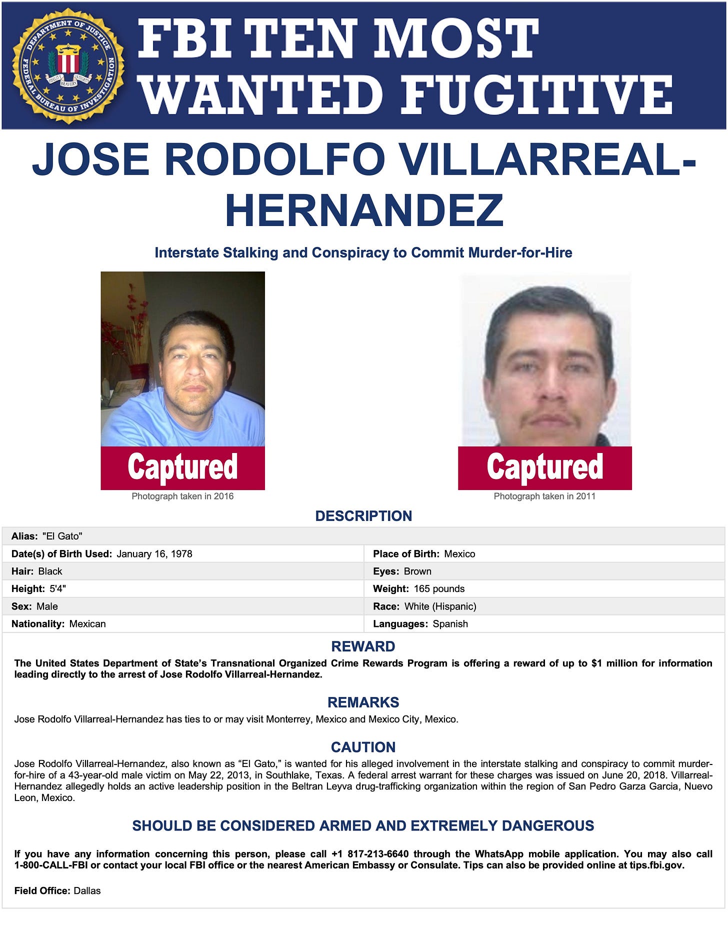 FBI Most Wanted poster