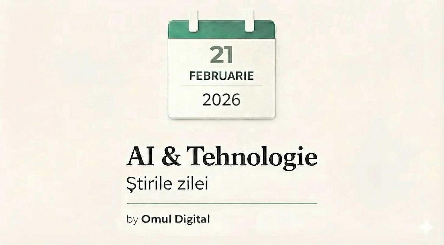 Vizual editorial pentru știri zilnice despre AI și tehnologie, cu un calendar minimalist care afișează data curentă, titlul «AI & Tehnologie – Știrile zilei» și branding discret Omul Digital, pe fundal deschis și curat. Vizual editorial pentru știri zilnice despre AI și tehnologie, cu un calendar minimalist care afișează data curentă, titlul «AI & Tehnologie – Știrile zilei» și branding discret Omul Digital, pe fundal deschis și curat.