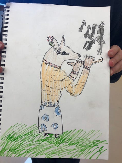 Anthropomorphic animal drawings by children