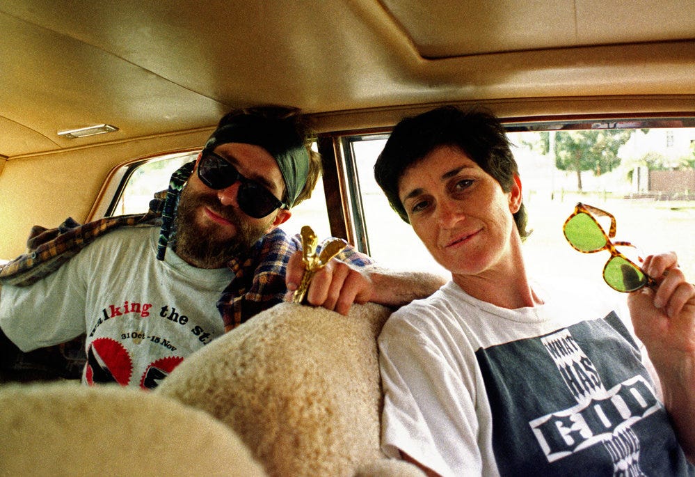 Artists Andrew Aiken and Juilee Pryor in Tony Spanos' Rolls Royce, Sydney,  circa 1991 | City of Sydney Archives