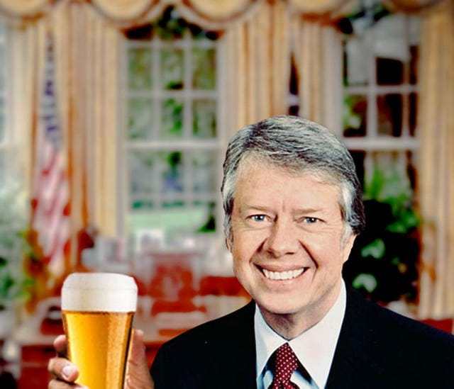 Let's be grateful and happy for the life of Jimmy Carter. Built 157 houses  and gave us Craft Beer after his Home Brewing Bill (HR 1337 LEET!) in 1978.  : r/CraftBeer