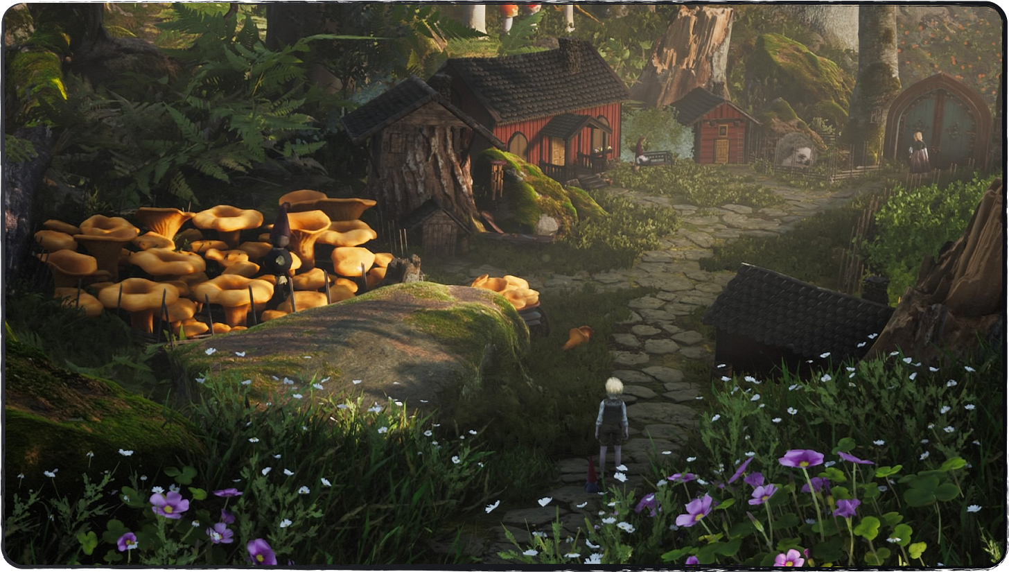 An image from Bramble, showing a Gnome Village!