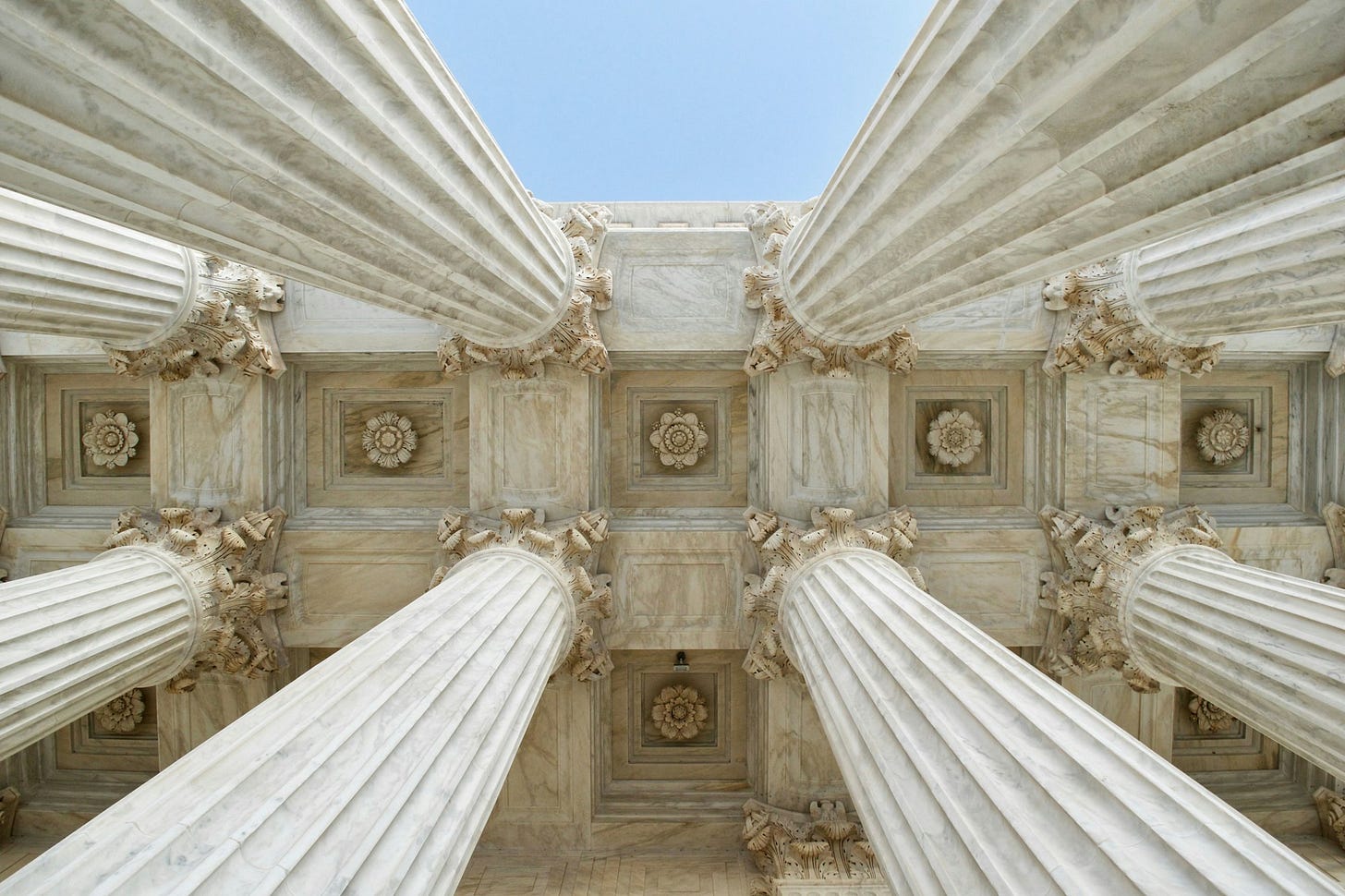 A courthouse ceiling from the floor
