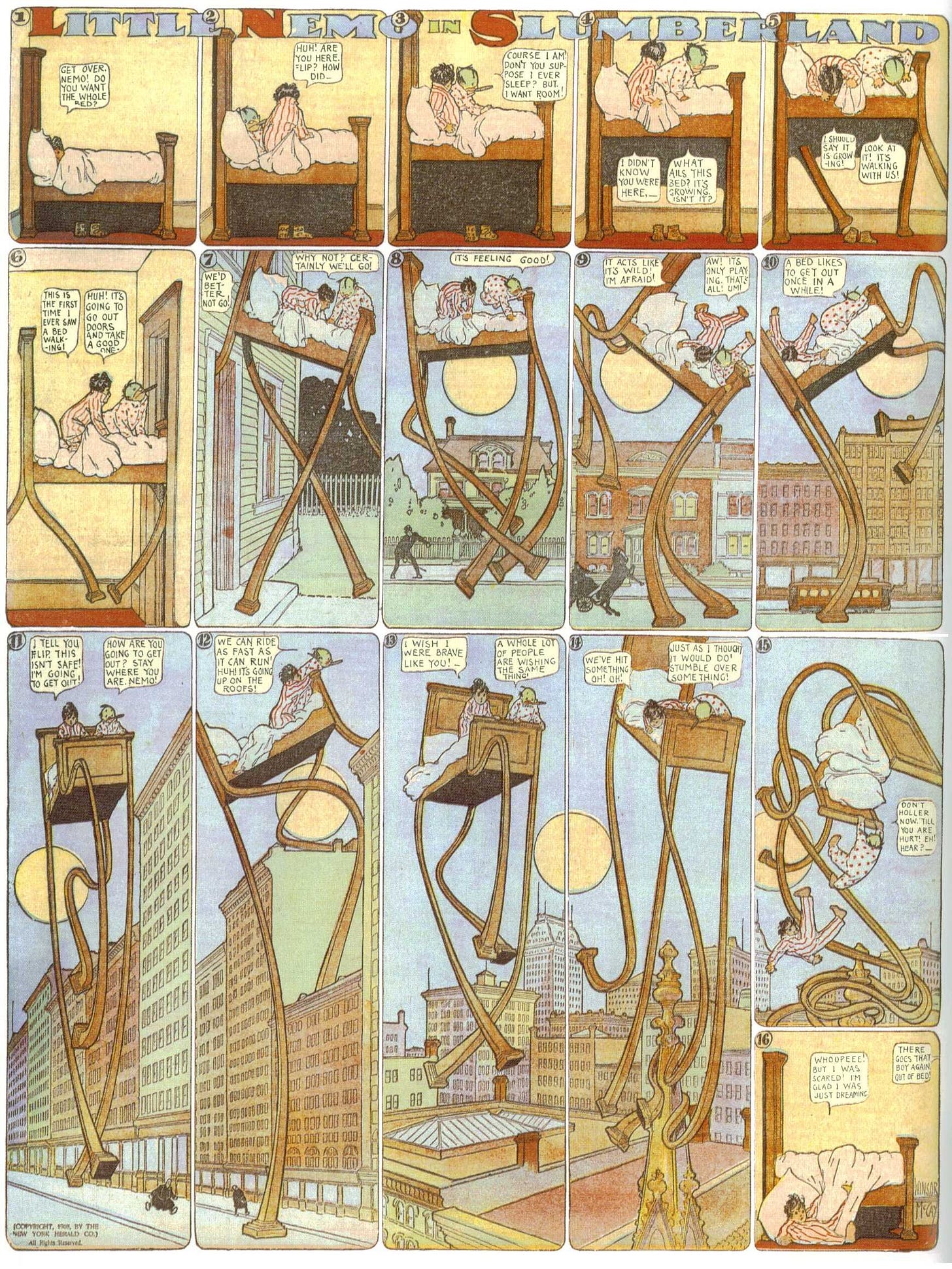 ▲ Winsor McCay, Little Nemo in Slumberland, 26 July 1908 [click images to enlarge]