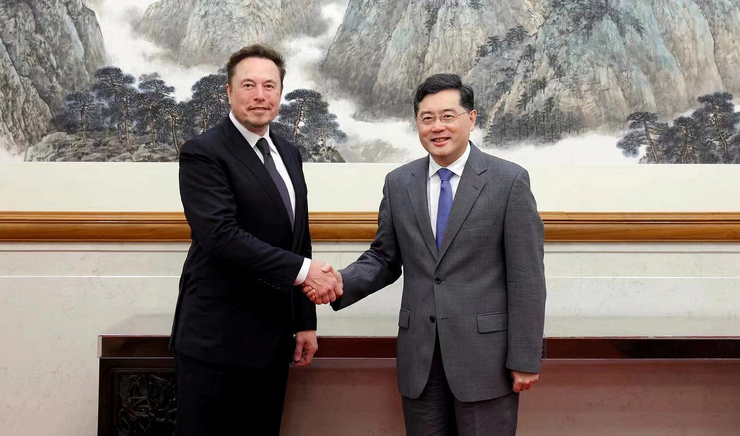 Chinese State Councilor and Foreign Minister Qin Gang meets Tesla Chief Executive Officer Elon Musk in Beijing Chinese State Councilor and Foreign Minister Qin Gang meets Tesla Chief Executive Officer Elon Musk in Beijing
