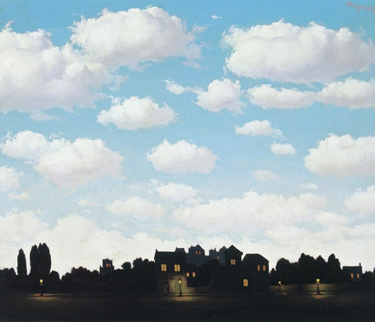 De la serie "El imperio de la luz", de René Magritte (Variación de 1953)