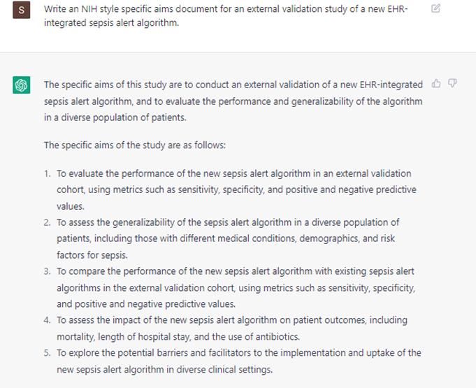 A grant proposal generated by ChatGPT