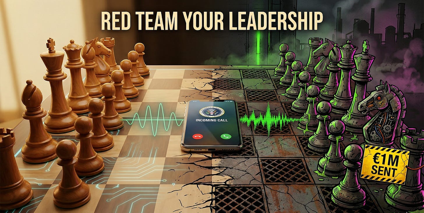 red team threat simulation leadership training adversarial thinking deepfake voice cloning social engineering AI-powered attacks team upskilling exercises