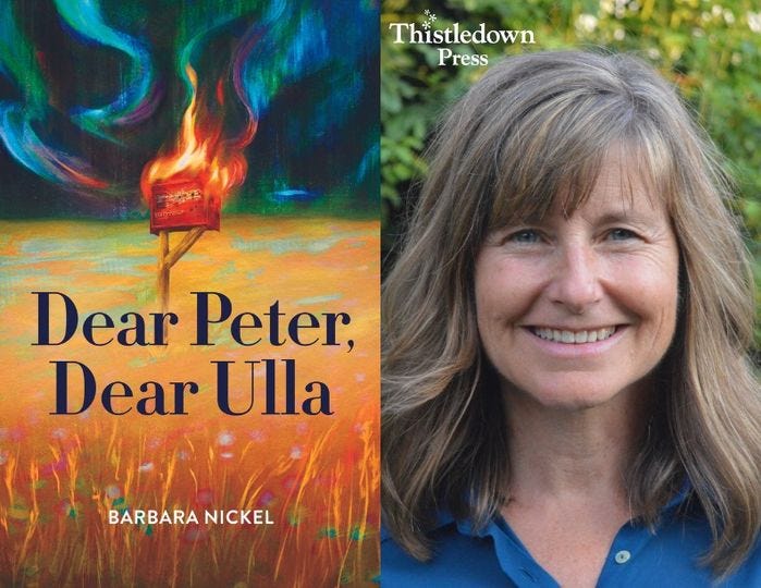 May be an image of 1 person, outdoors and text that says 'Thistledown * Press Dear Peter, Dear Ulla BARBARA BARBARANICKEL NICKEL'