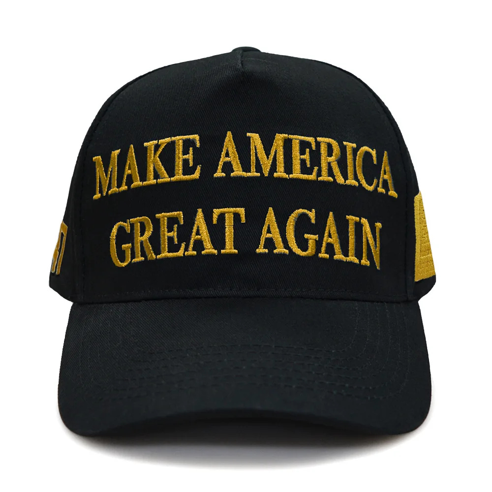 Black MAGA Hat With Gold Letters |