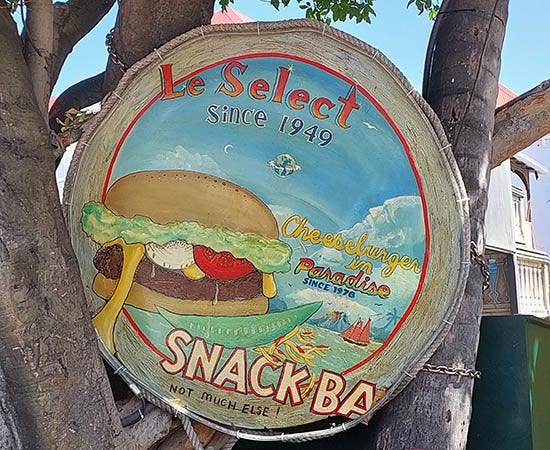 Poster outside Le Select on St. Barth, Caribbean