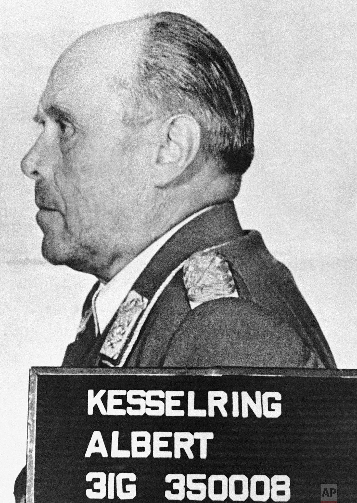 Official portrait of Field Marshal Albert Kesselring, Commander of German forces in Southern Italy, taken November 4, 1945. Kesselring faced justice in the post-war trials that followed World War II. Official portrait of Field Marshal Albert Kesselring, Commander of German forces in Southern Italy, taken November 4, 1945. Kesselring faced justice in the post-war trials that followed World War II.